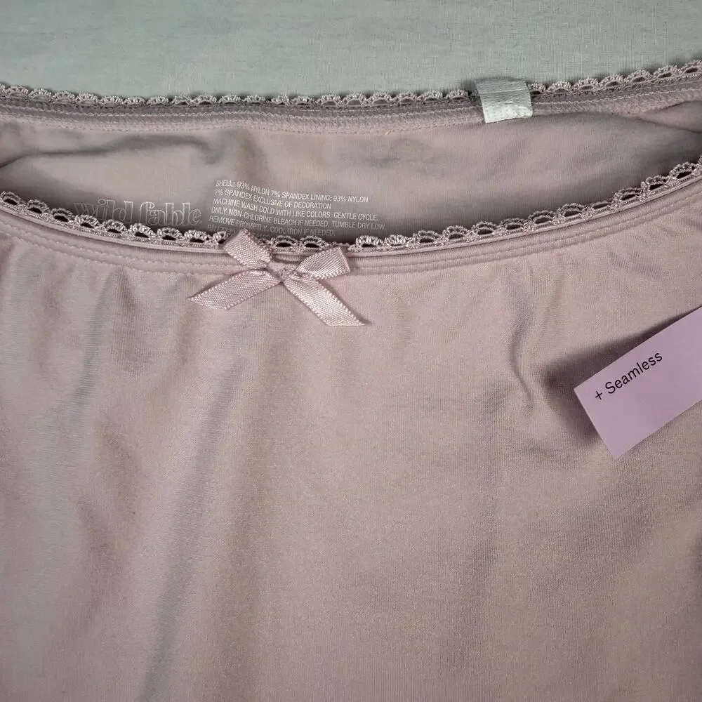 Wild Fable Skort Women's Large Pink Lace Trim Bow Seamless NWT